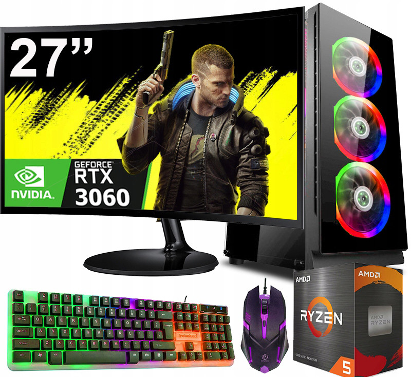 Herní Set Ryzen 5 5600 32GB Rtx 3060 12GB +Wi-Fi +WIN11 +monitor 27