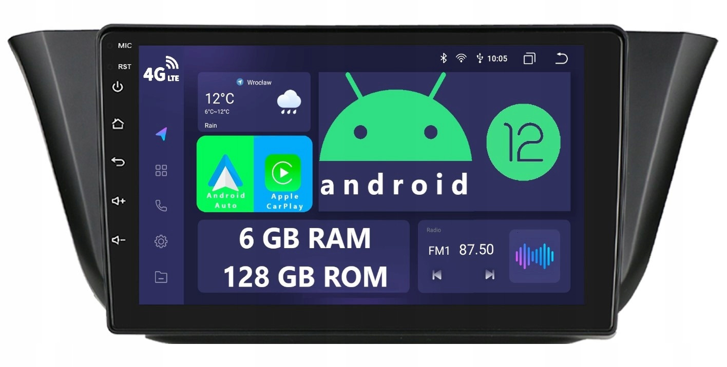 Radio 2DIN Navigace Android Iveco Daily 6 VI 6/128 Gb Dsp Carplay Lte