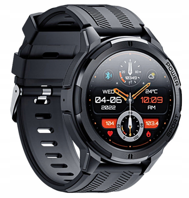 Černé Chytré Hodinky Rubicon Rbn RNCF26 Hovory Puls Tepová Frekvence Call Monitor Spánku