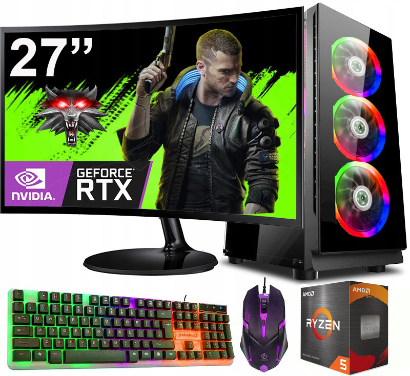 Herní Set Ryzen 5 5600 32GB Rtx 4060 8GB +Wi-Fi +WIN11 +monitor 27