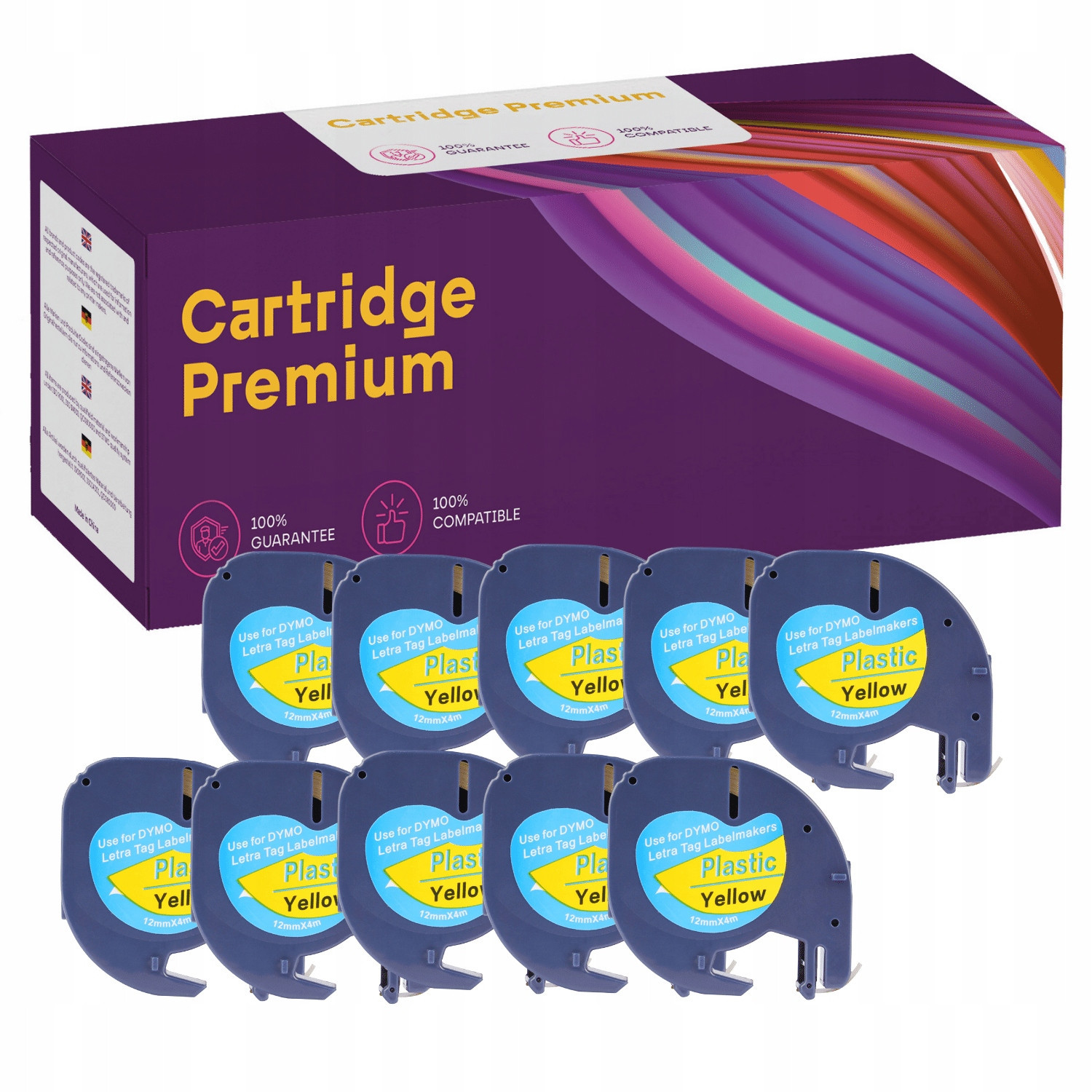 10x Páska pro Dymo LetraTag 12mm x 4m žlutá 59423