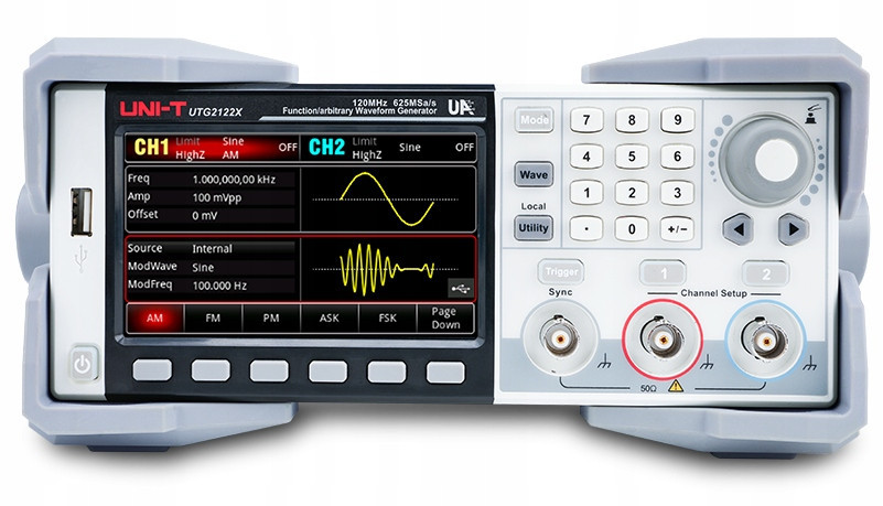 UTG2122X pokročilý funkční generátor 2x120MHz 1,25GSa/s 16bitů Uni-T