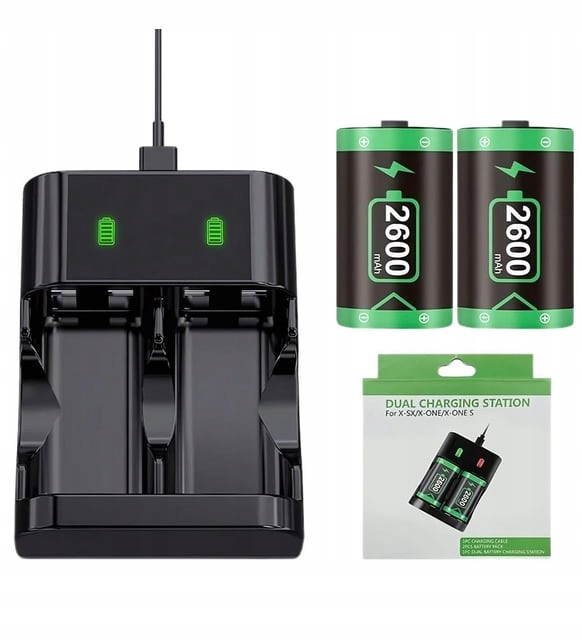 2x Akumulátor Výkonná Baterie Nabíječka 2x 2600mAh pro Pad Xbox One One S