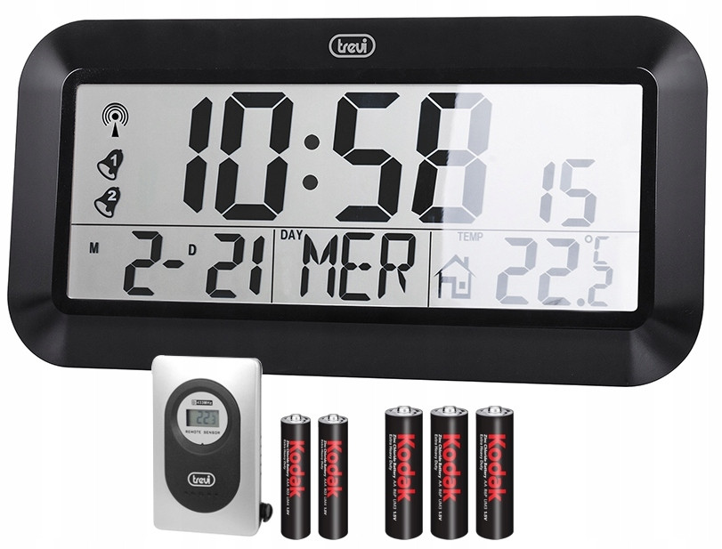 Velké Digitální Hodiny Budík Venkovní Teploměr Dcf