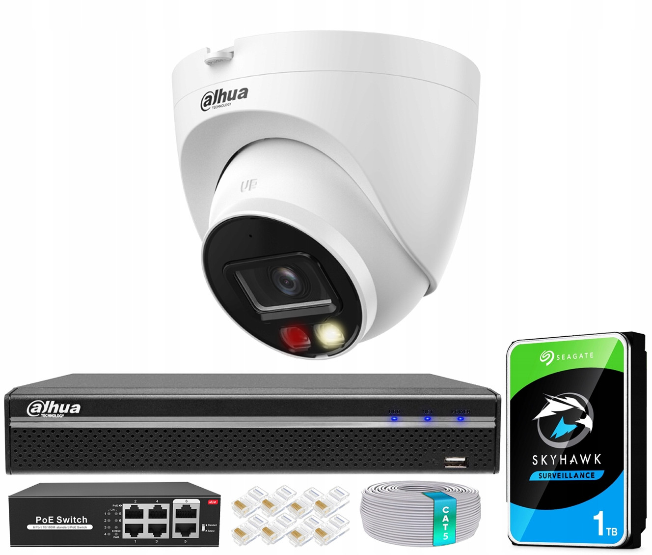 Ip monitoring Dahua Sada 3 Kamery 4MPx PoE Den/Noc Barva Aplikace PoE