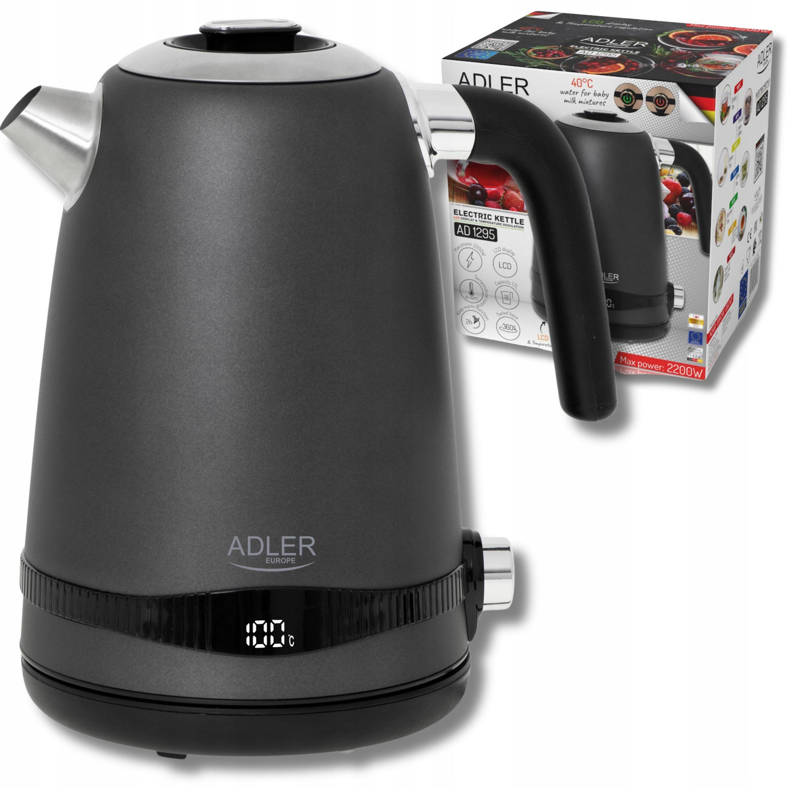 Rychlovarná konvice s regulací teploty 1,7L Bezdrátová 40°C-100°C