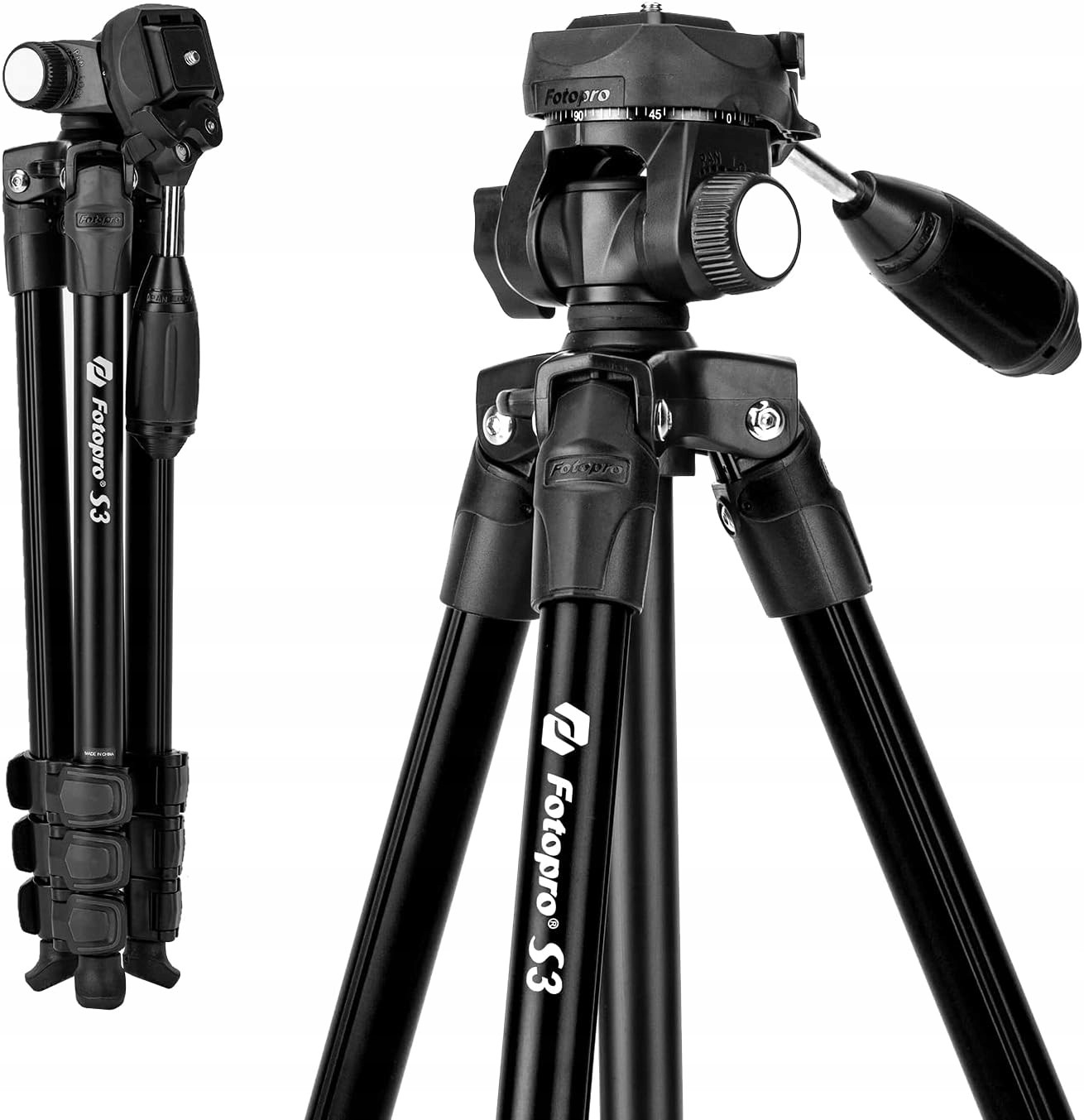 Fotopro S3 Foto stativ tripod Nikon Canon Sony 47-114cm černý