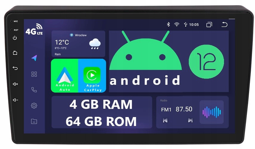 Rádio 2DIN Navigace Android Citroen Berlingo 2 II 4/64 Gb Dsp Carplay Lte