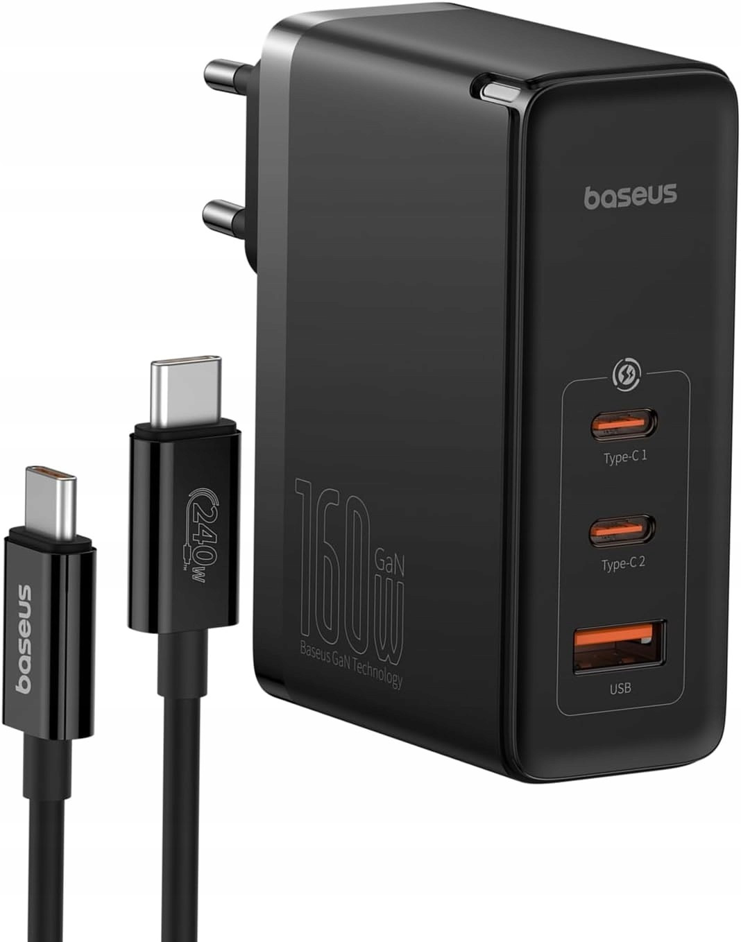 Baseus Usb C 160 W 3portová nabíječka PD3.1 GaN5 pro telefony a notebooky