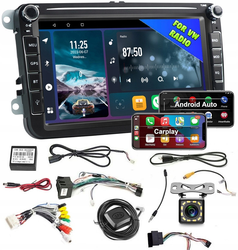 Rádio Android 2DIN 2+32 Gb 8 Palců Vw Passat B6 B7 Golf 5 V 6 VI Skoda Seat