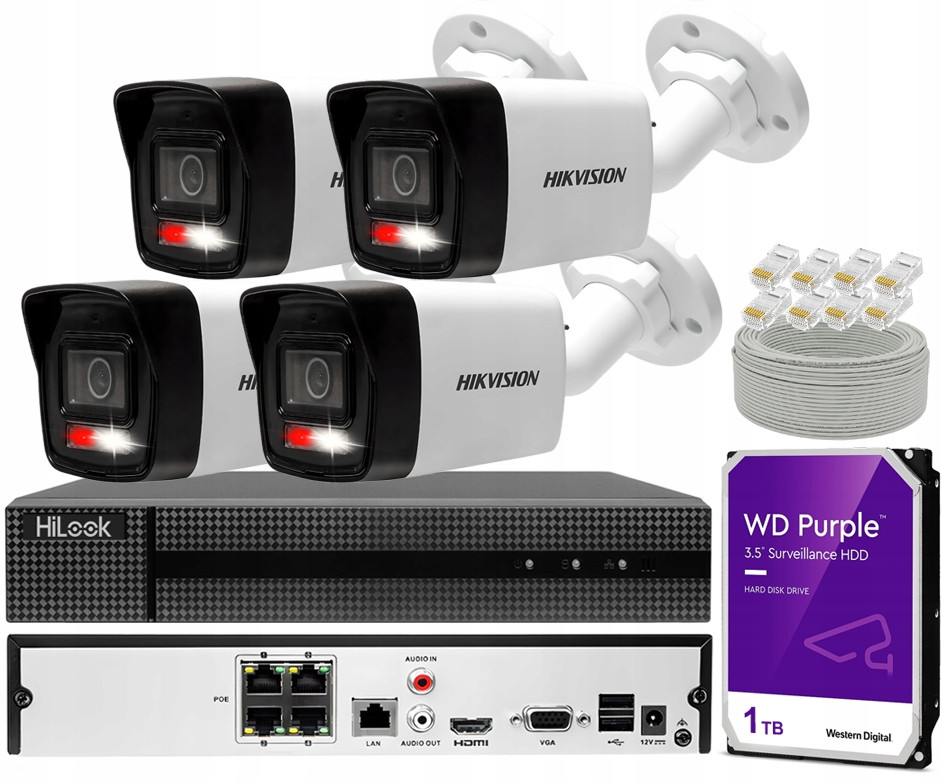 Ip monitorovací sada Hikvision 6MPx 4 PoE Ip kamery 1TB PoE rekordér