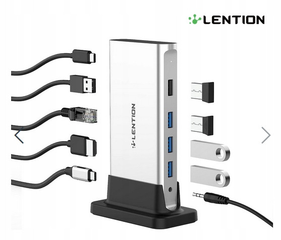 Hub stanice Lention 10 v 1 Hdmi Ethernet, jack, 3 xUSB 3.0 2 porty Usb 2.0