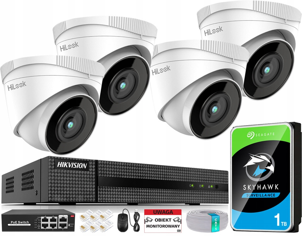 Ip monitorovací set 3x IPCAM-T5 5Mpx Ir kamera 30m Rekordér Hikvision