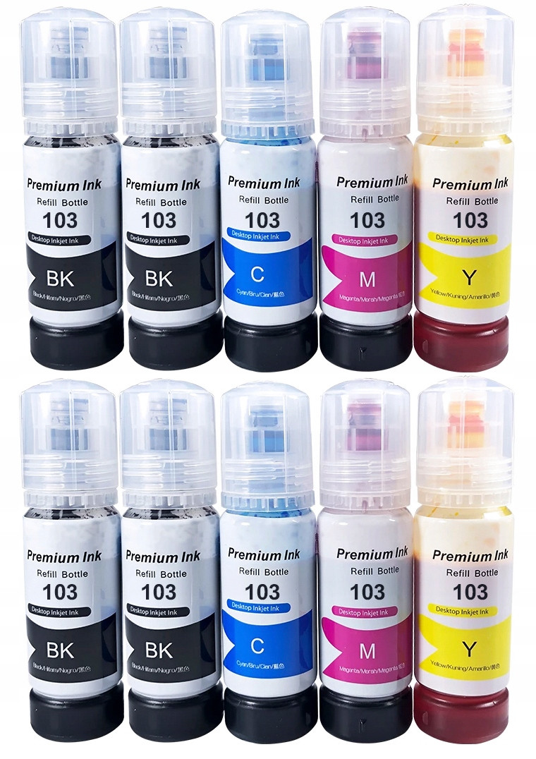 10x Inkoust pro Epson Ecotank L3160 L3150 L3160 103XL Univerzální Sada