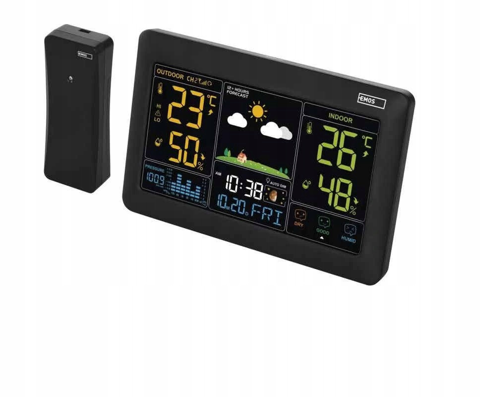 Černá meteorologická stanice s bezdrátovým displejem E0387 Emos