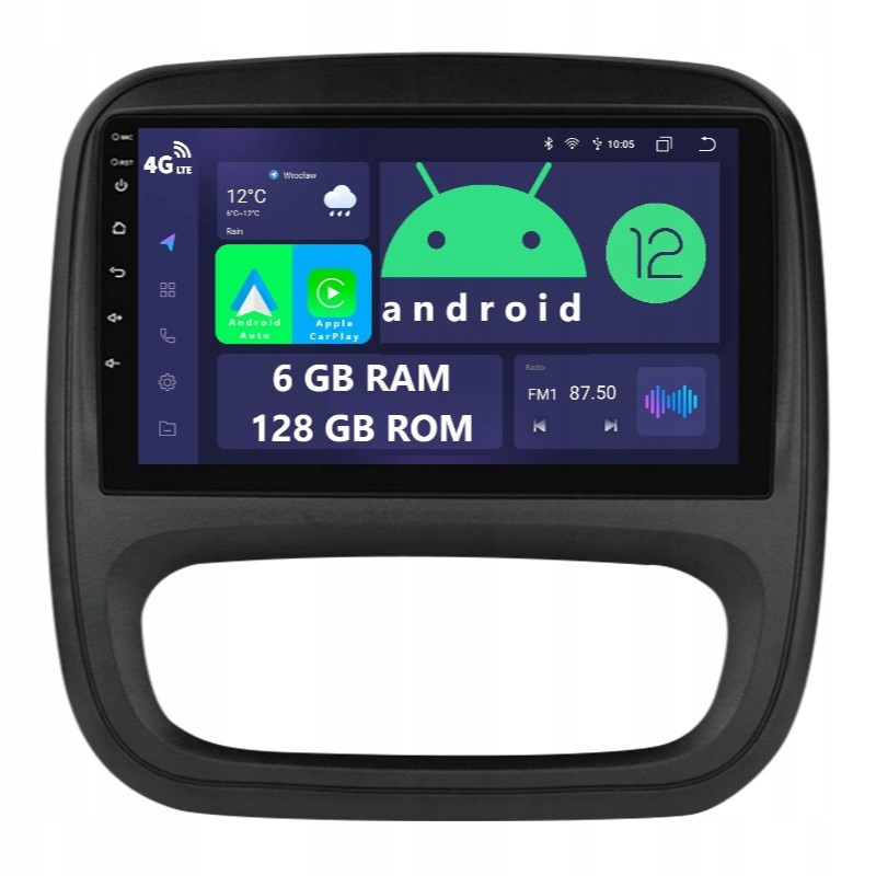 Navigace 2DIN Rádio Android Opel Vivaro B 6/128 Gb Dsp Carplay Lte