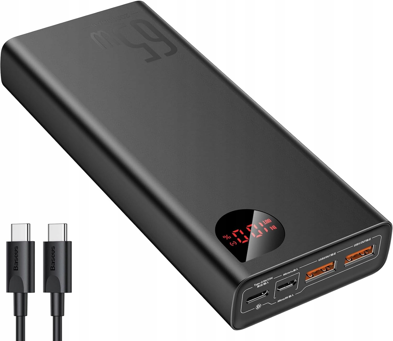 Powerbanka Baseus 20000 mAh 65W černá PPADM65-S 2X Usb 1x Usb-c 1xUSB Mikro