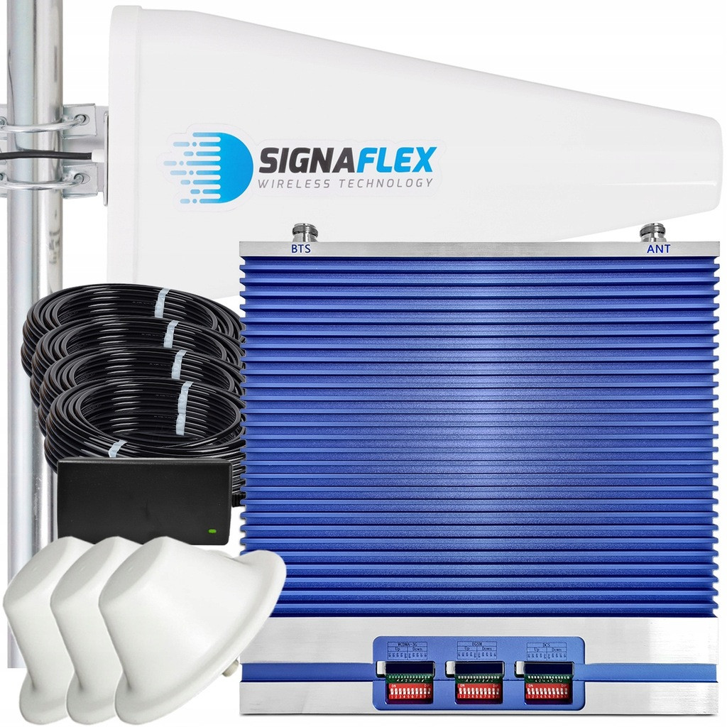 Zesilovač Signálu Telefonu Internetu Egsm 3G 4G Lte 5000m2 4 Antény 10m