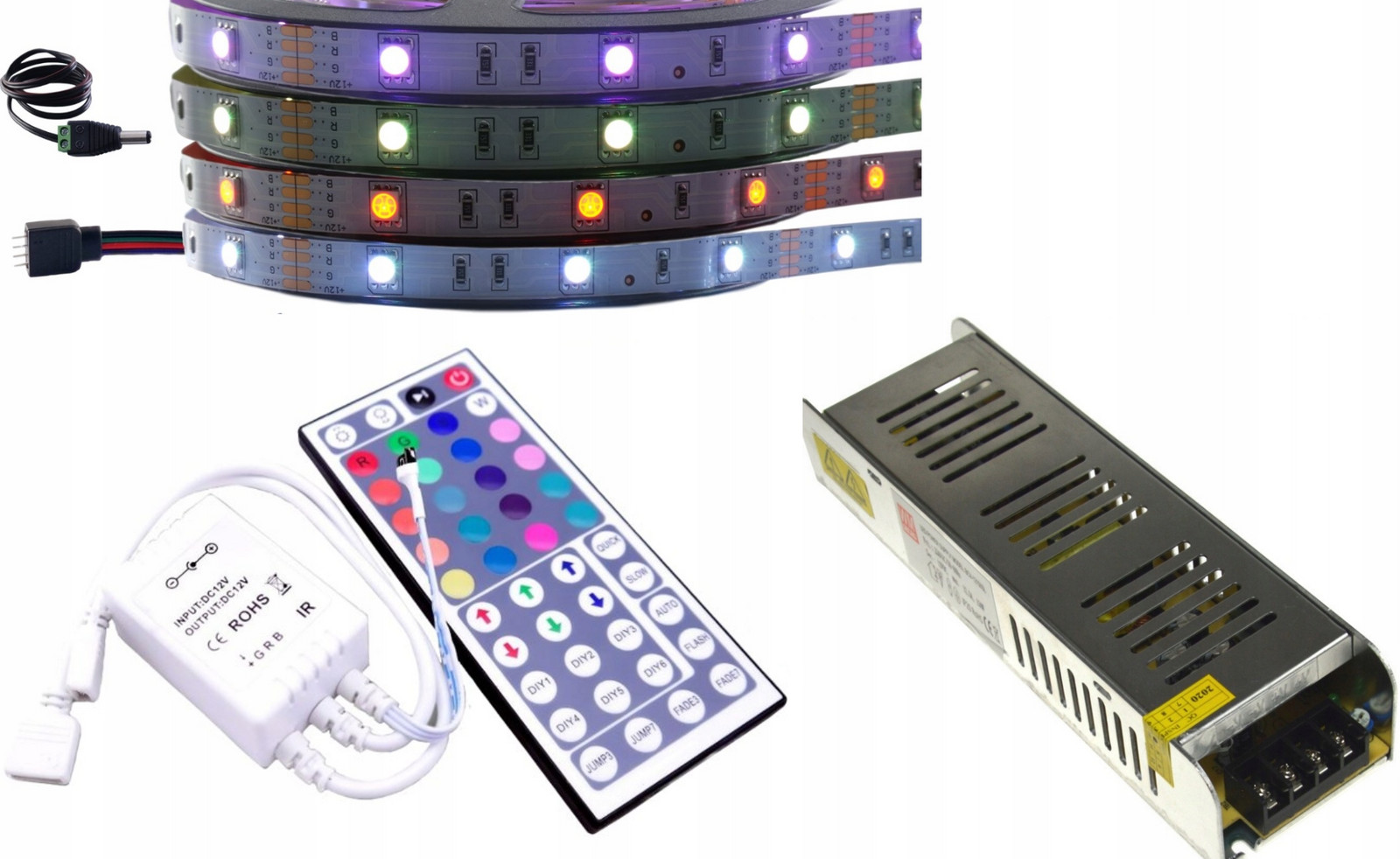 Set Led pásek Smd Rgb 5050 ovladač dálkový ovladač 20m