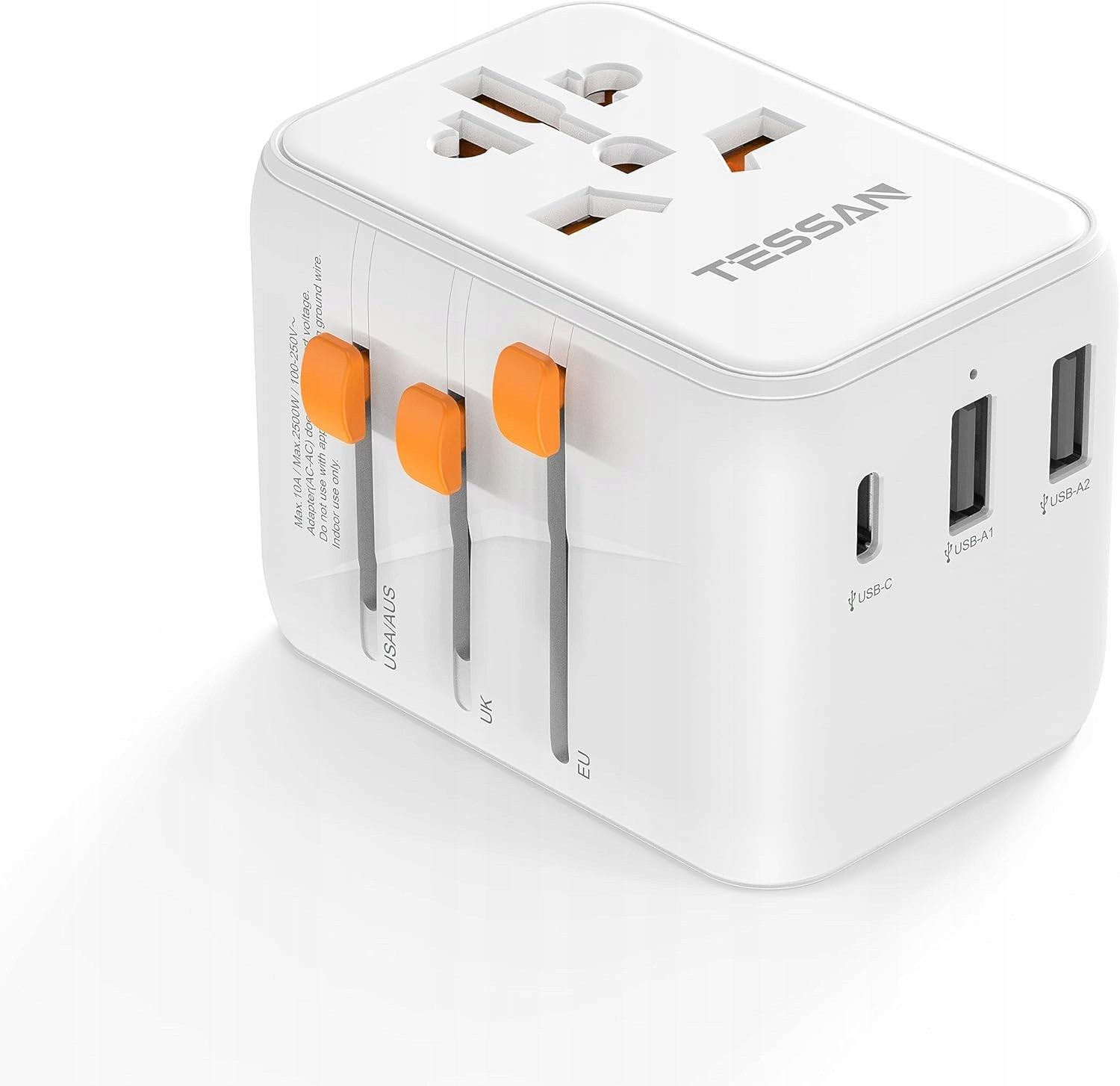 Tessan Univerzální cestovní adaptér Usa Aus Uk Eu Tessan 635FC Usb C Usb A