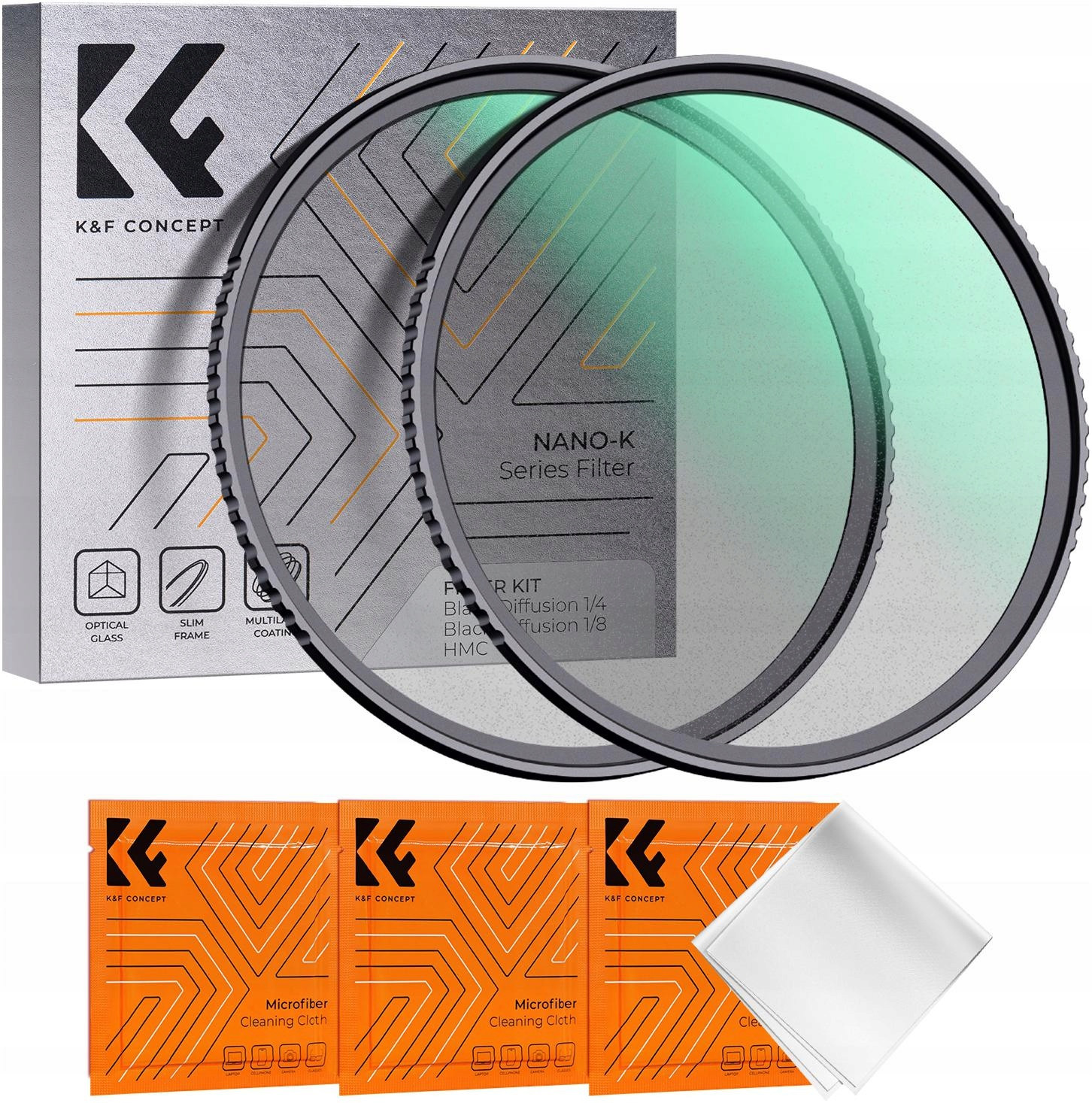 K&f 2x difúzní filtr Black Mist 52mm 1/4 1/8 Set Nano filtrů K