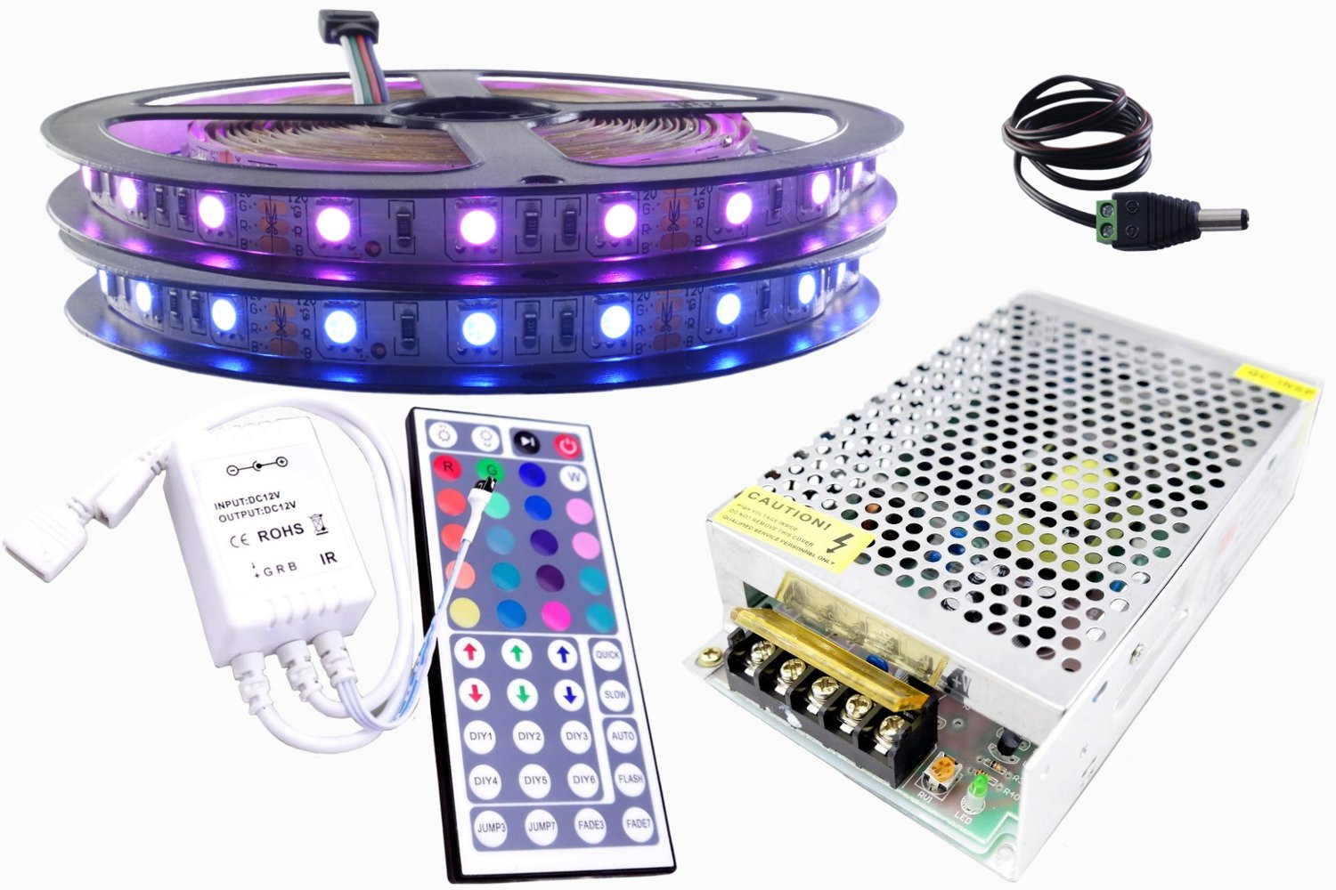 Set Led pásek 300 Smd Rgb 5050 ovladač 10m