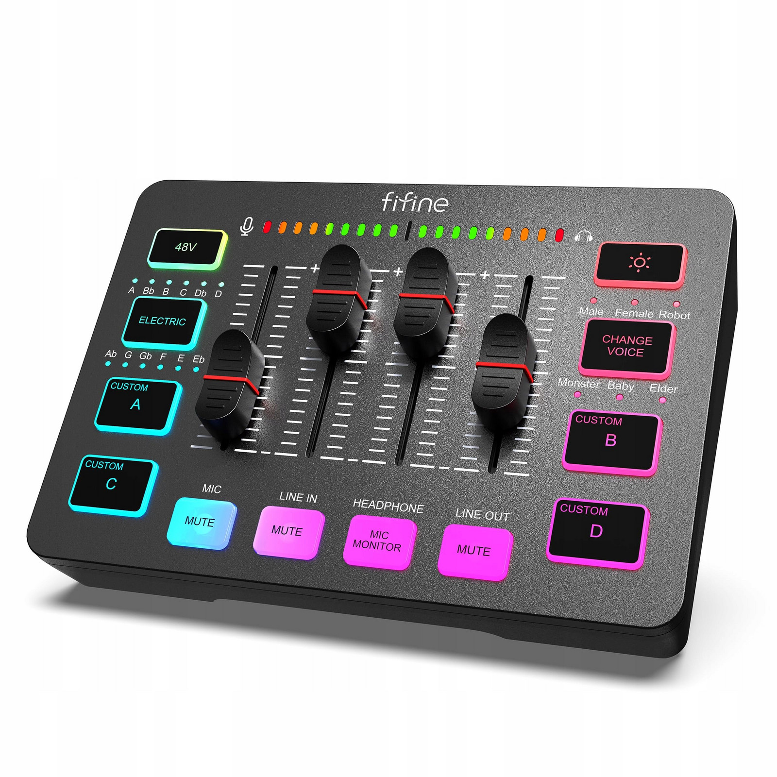 Herní audio mixer fantomové napájení 48 Vb Fifine