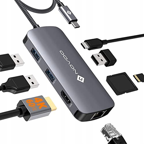 Novoo Usb C Hub 4K60Hz Hdmi Multiport Adapter,8-in