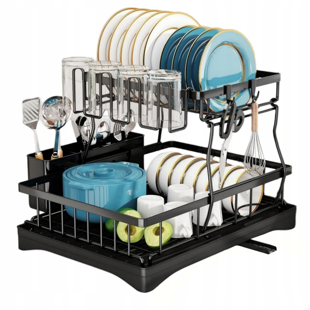 Dvoupatrový Sušák Na Nádobí Odkapávač Na Příbory Kovový