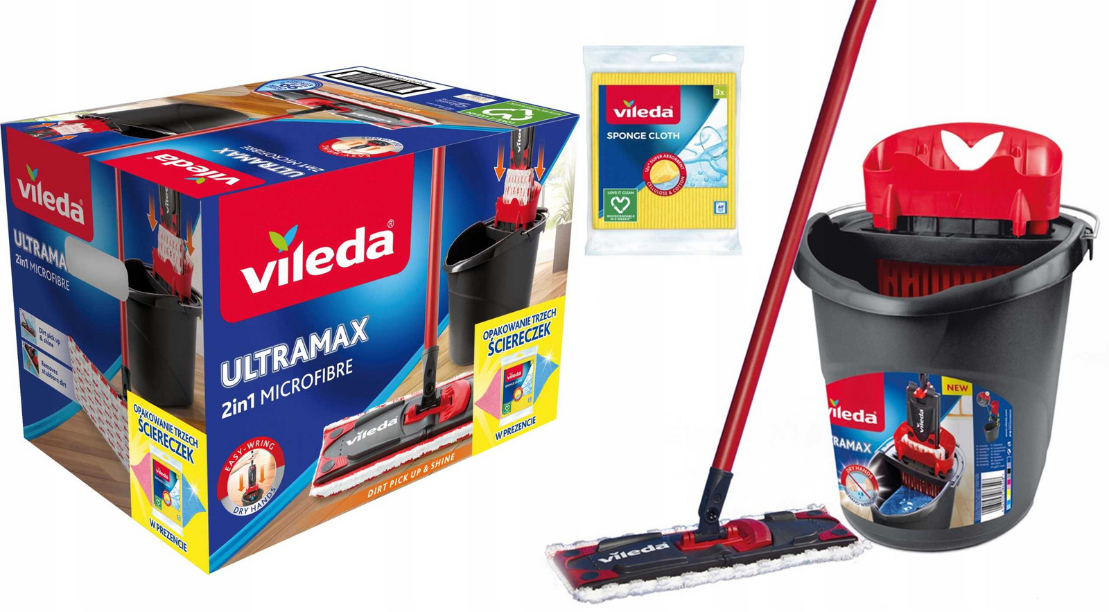 Mop Vileda Ultramax Box Set Kbelík Odšťavňovač Puzety 3 Utěrky Bonus