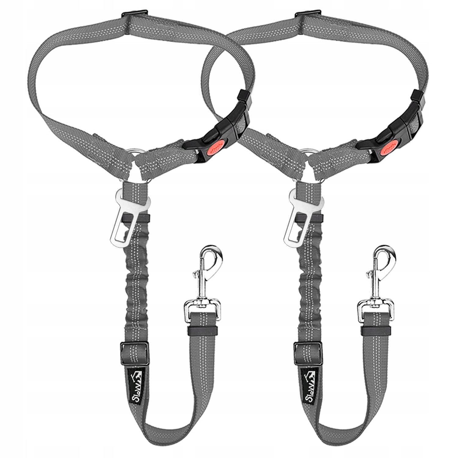 Slowton Pás do auta pro psa 2v1 Nastavitelný Odrazový Šedý