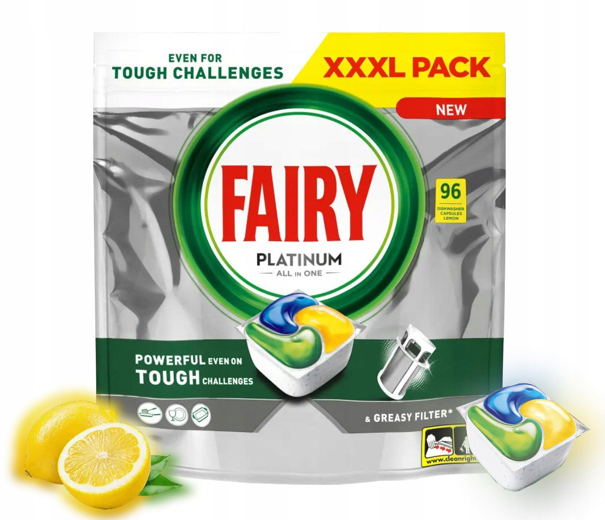 Fairy Tablety Kapsle Do Myčky Platinum All In One Citronové 96 Kusy