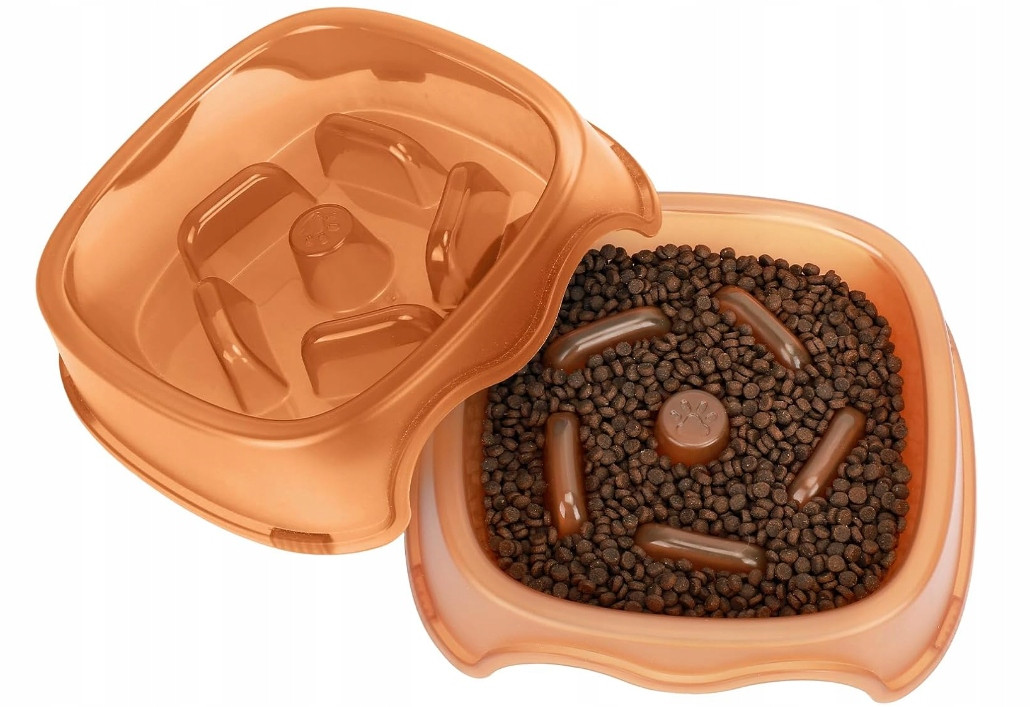 2 ks Pomalu krmící miska, Misky na krmivo pro psy, kočky hnědé