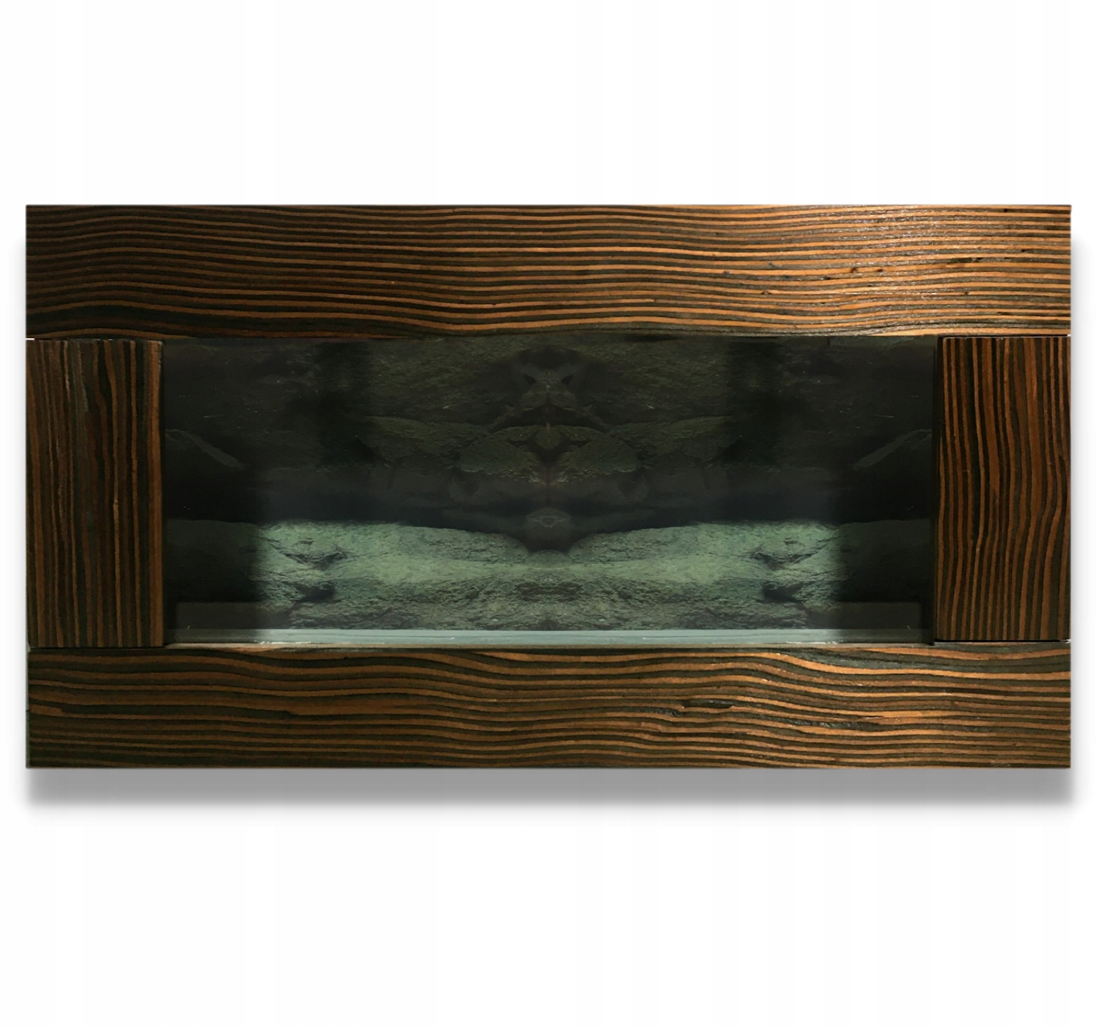 Akvárium závěsný nástěnný obraz imitující dřevo 10L 590x325x110