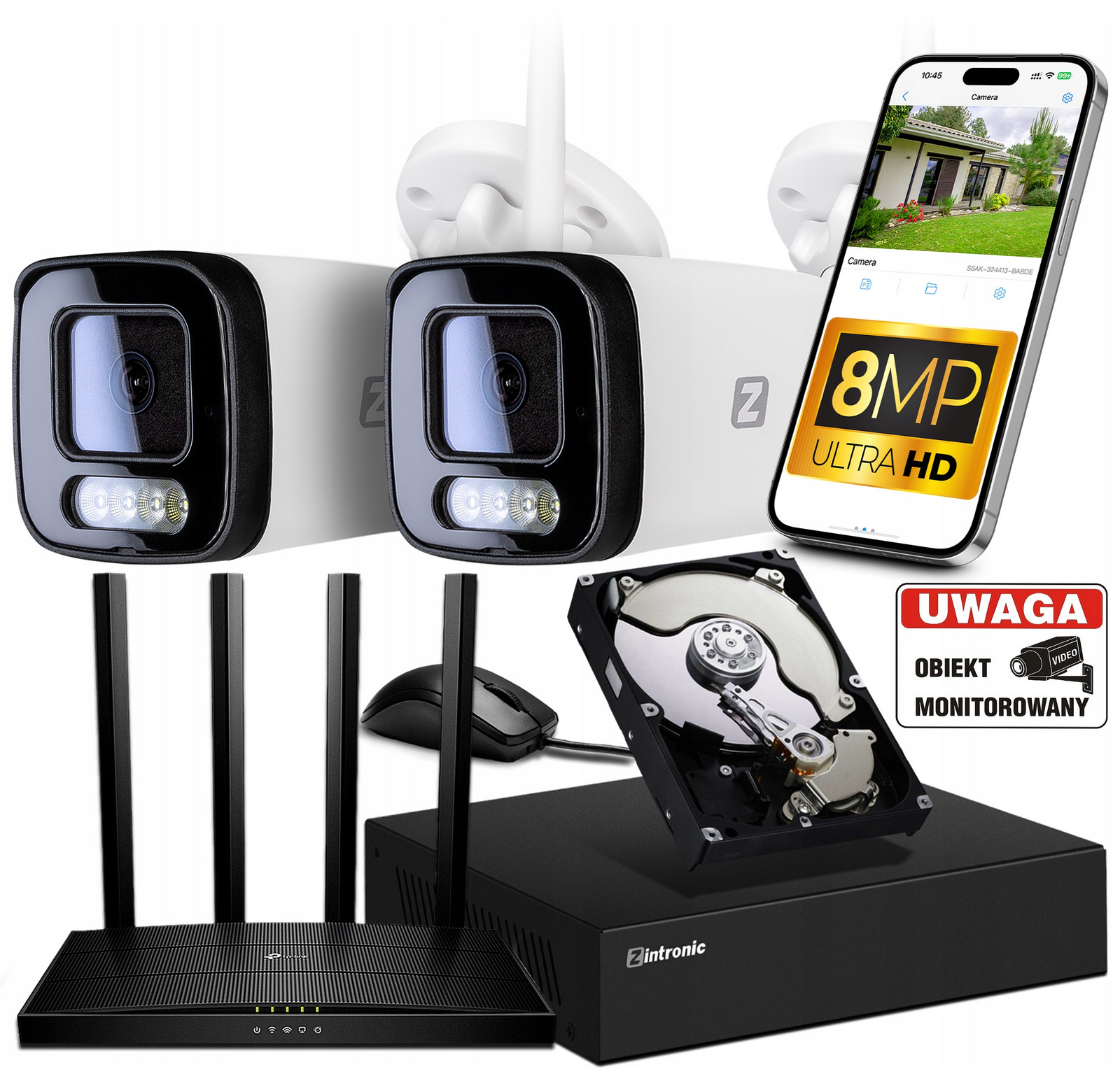 Set Monitorungu 2X Venkovní kamera Tubová Ip WiFi 8MP 4xZOOM
