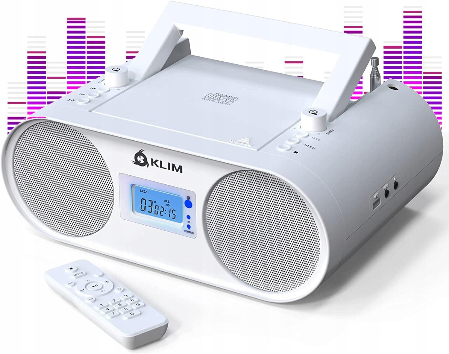 Klim B4 Boombox CD/MP3 Am/fm rádio, MP3, Bluetooth, Aux, Usb dálkové ovládání Eq Aku