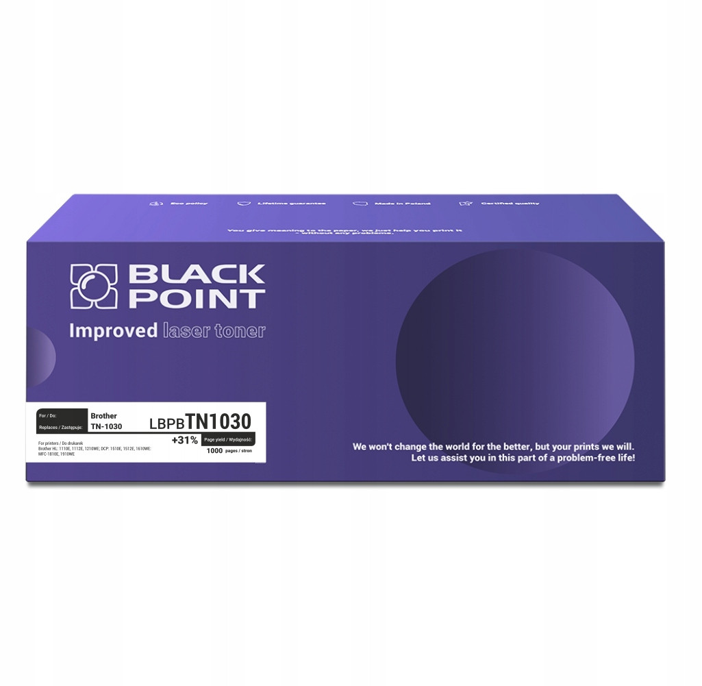 2x toner Black Point pro Brother TN1030 1512E 1112E