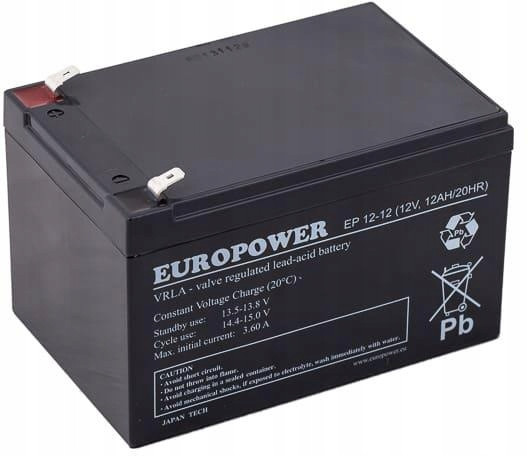 Akumulátor Agm Europower řady Ep 12V 12Ah (Životnost 6-9 let)