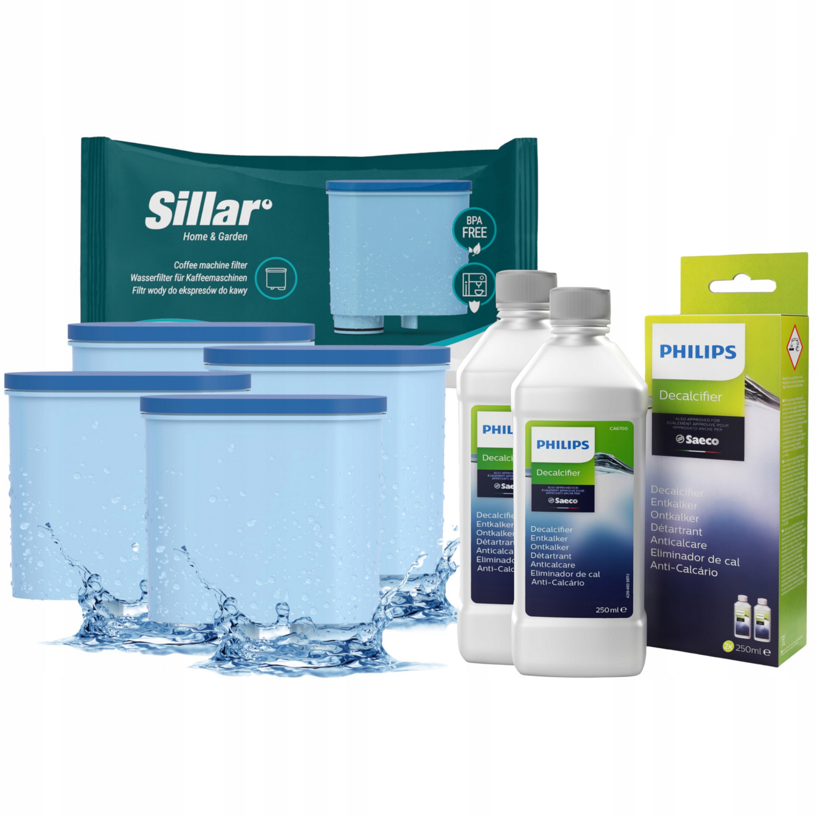 Odvápňovač pro kávovar Philips 4x vodní filtr pro Philips LatteGo 5400