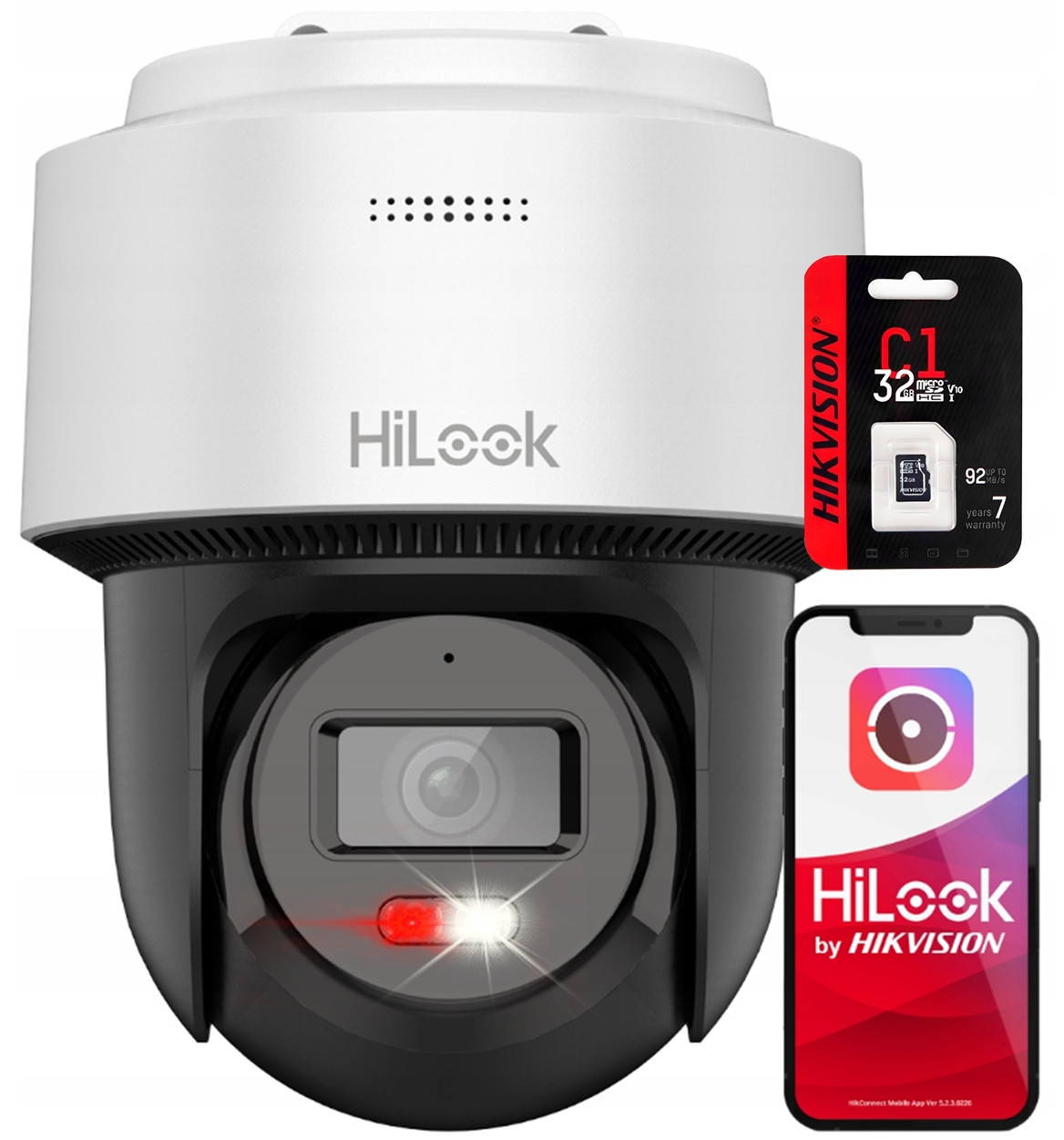 Otočná kamera HiLook Ip 4Mpx 2,8mm Ir+led reproduktor Ai Sd detekce 32GB