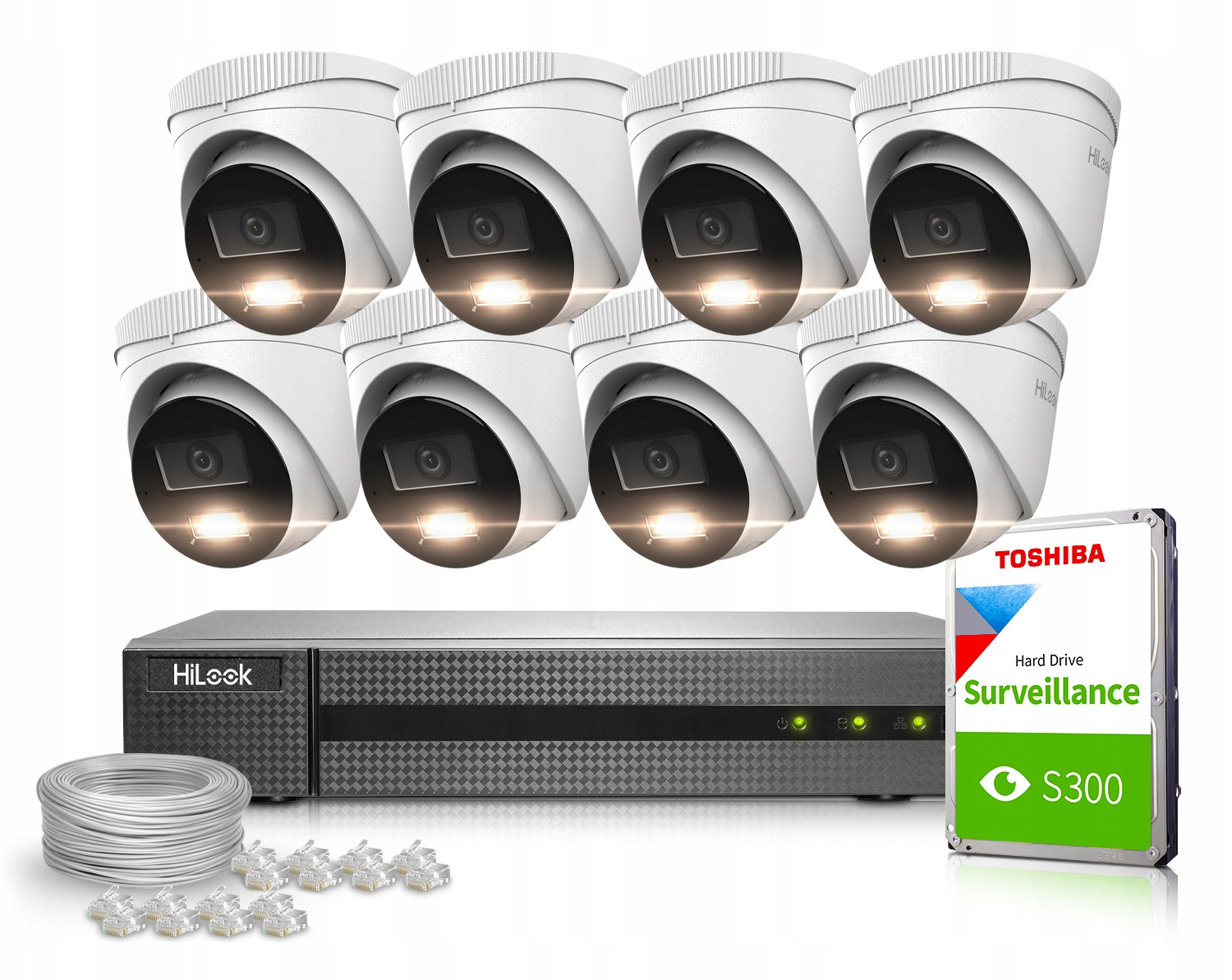 Ip monitorovací set 2MP FullHD PoE 1TB P2P H.265+ IR30 0,005lux HiLook