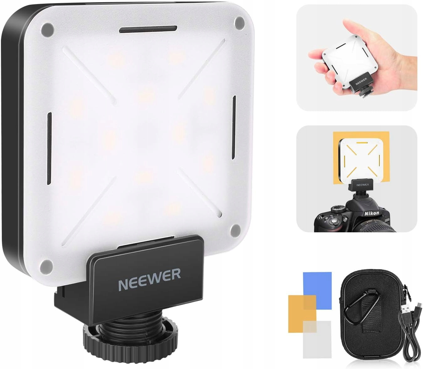 Neewer Led minilampa SL-12, čirá, kapesní, 12 Led