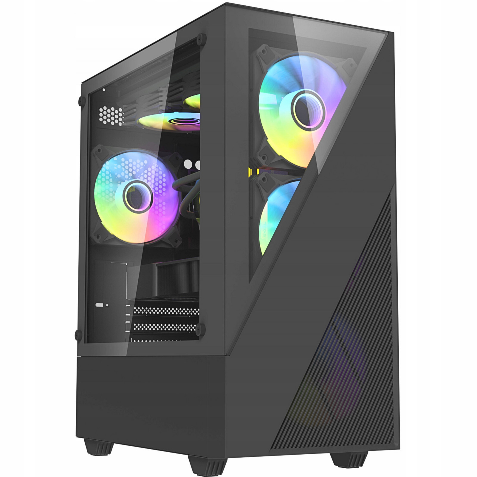 DarkFlash Aigo E330m Počítačová skříň M-atx Midi Tower 4 Ventilátory Rgb