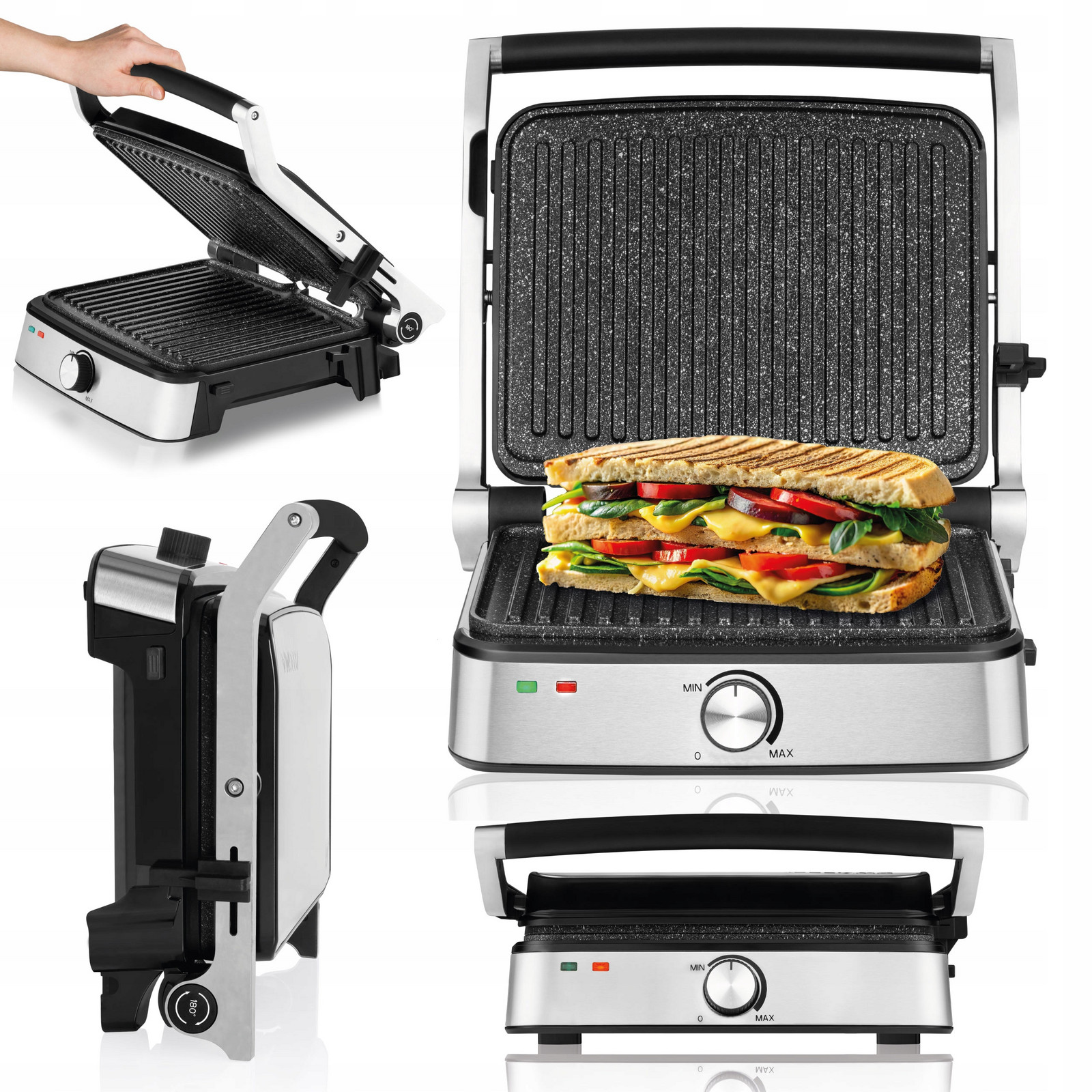 Elektrický Gril Sendvičovač Panini Nastavení až do 220 °C XXL 2000W