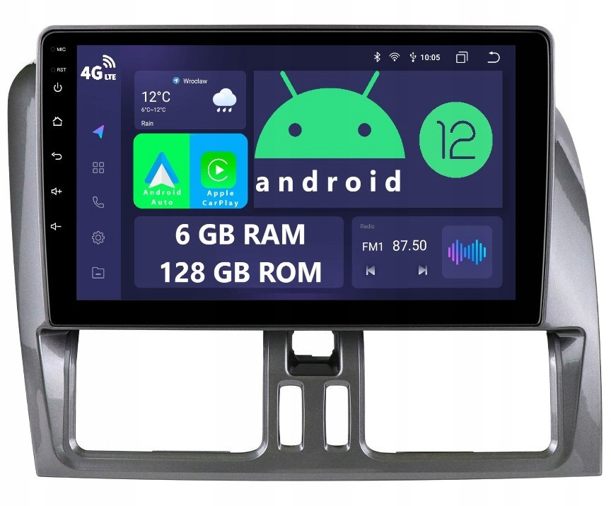 Radio 2DIN Navigace Android Volvo XC60 1 A 6/128 Gb Dsp Carplay Lte