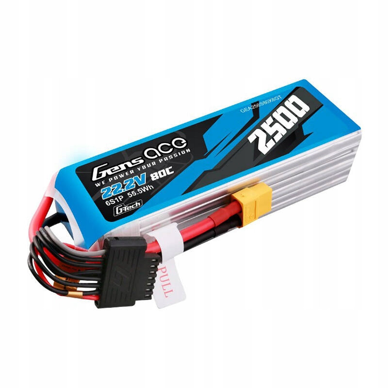 Gens Ace Výkonná Akumulátor Baterie Lipo 2500MAH 22.2V 80C 6S1P Konektor XT60