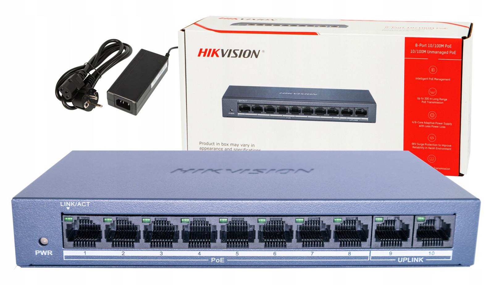 DS-3E0310P-E/M Switch PoE 10PORTOVÝ 8x PoE 2x Uplink Pro Ip Kamery Hikvision