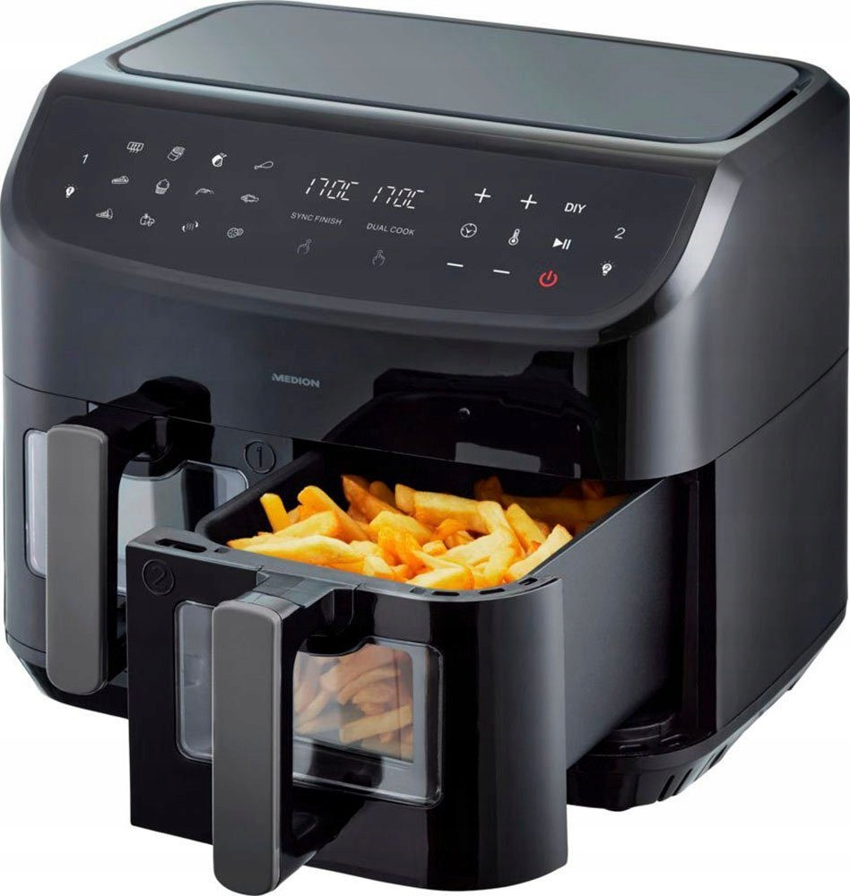 Fritéza Air Fryer XXL Dual 2 komory, Medion 2600W 8,7L