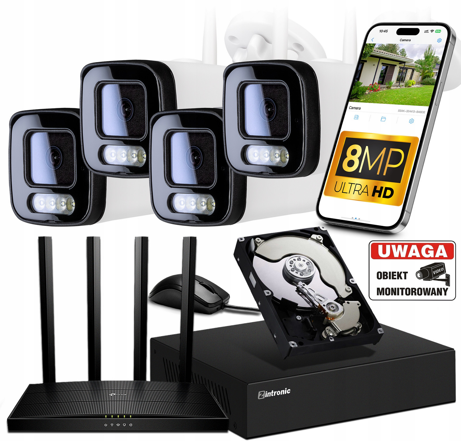 Set Monitorungu 4X Venkovní kamera Tubová Ip WiFi 8MP 4xZOOM