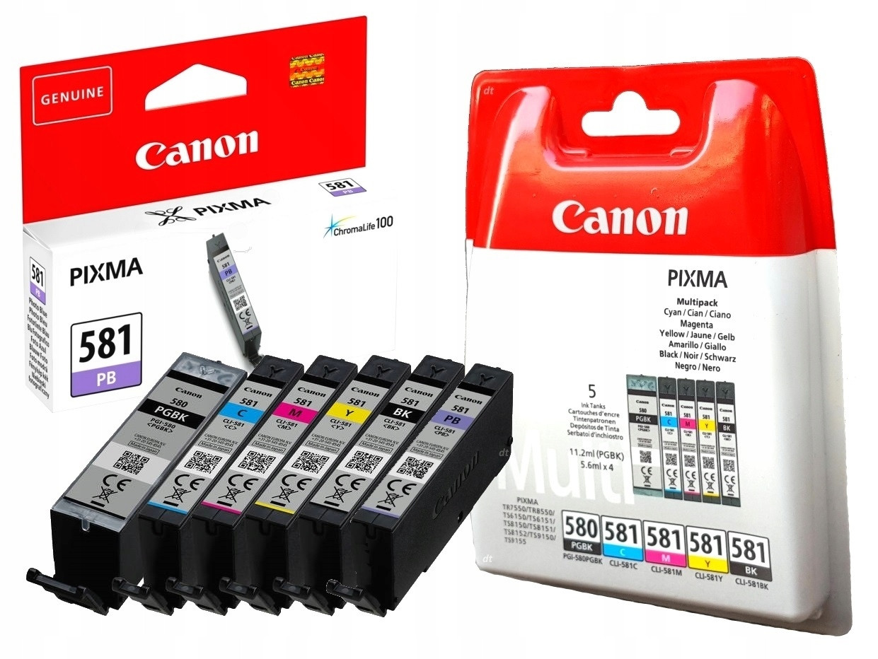 6x Inkoust Canon 580 581 Pixma TS8350 TS8351 TS8352 Originální Univerzální